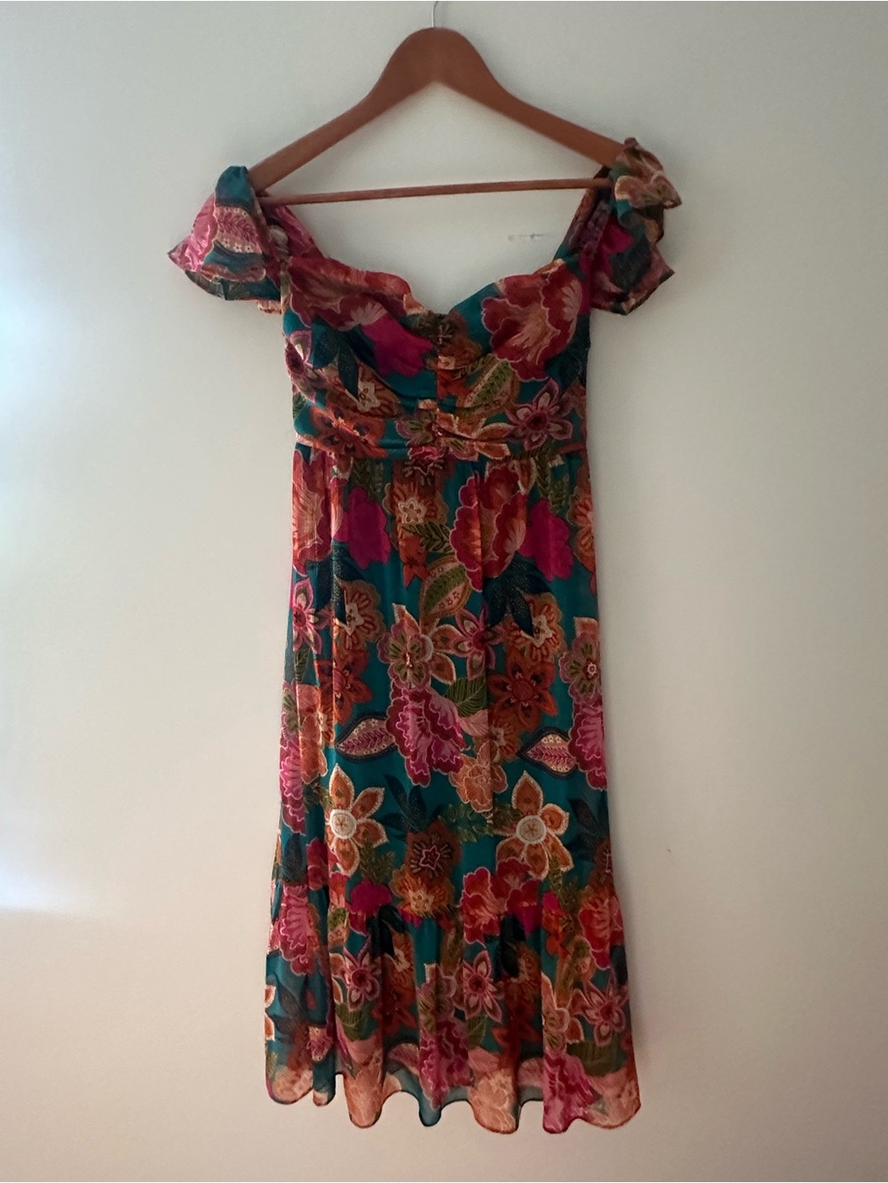 Y2X Midi floral Dress with Pink and Orange Floral - Print - lined